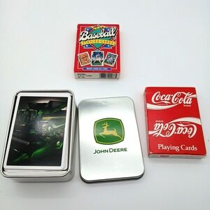 John Deere Playing Cards Collector Tin Americana Coca‎ Cola MLB 1991 Lot 3 decks